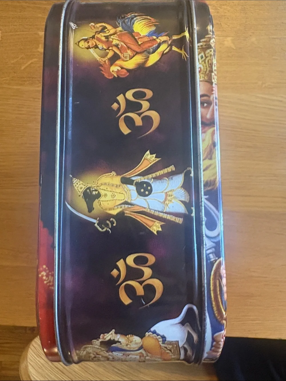 Vintage Hindu Goddess Tin Box with Handle